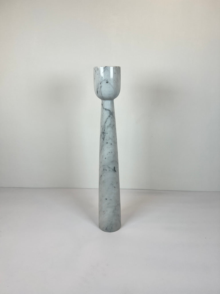 Cup Topped Grey Streaked Marble Candle Stand (Large)