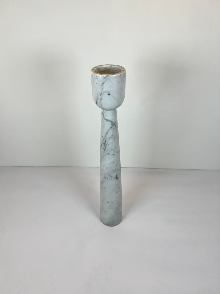 Cup Topped Grey Streaked Marble Candle Stand (Large)