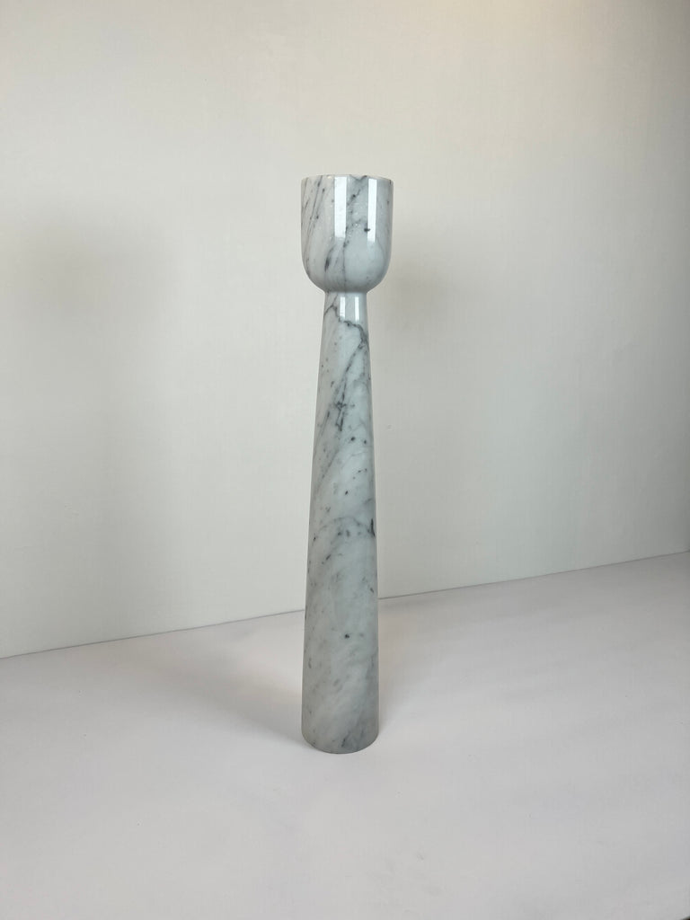 Cup Topped Grey Streaked Marble Candle Stand (Large)