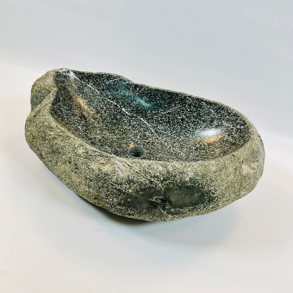 White Lined River Stone Sink