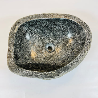 Black Splashed  Sink - River Stone