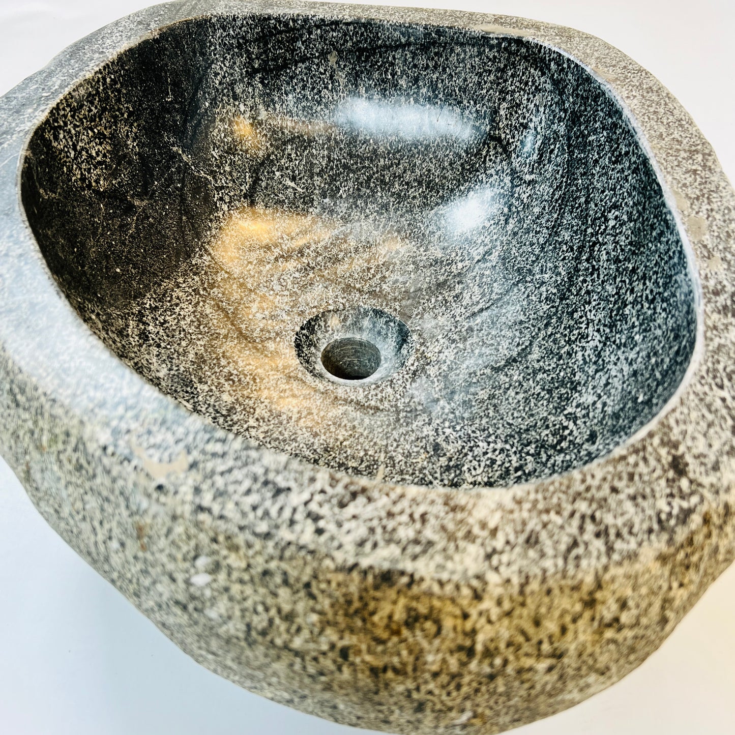 Black Splashed  Sink - River Stone