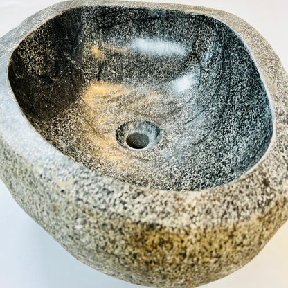 Black Splashed  Sink - River Stone