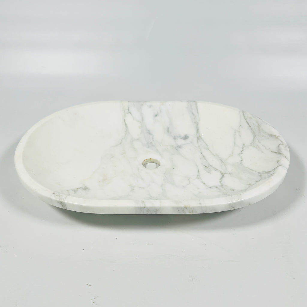 Short Oval Grey Marble Sink