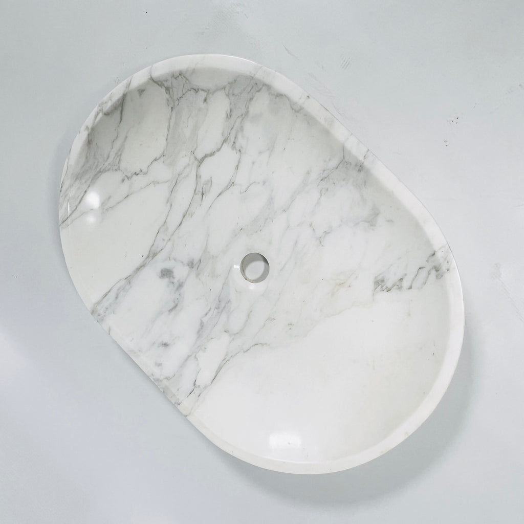 Short Oval Grey Marble Sink