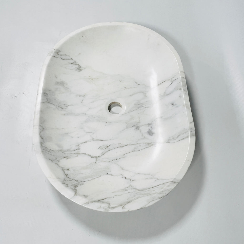 Short Oval Grey Marble Sink