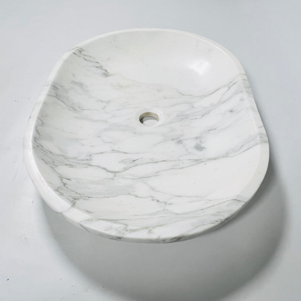 Short Oval Grey Marble Sink