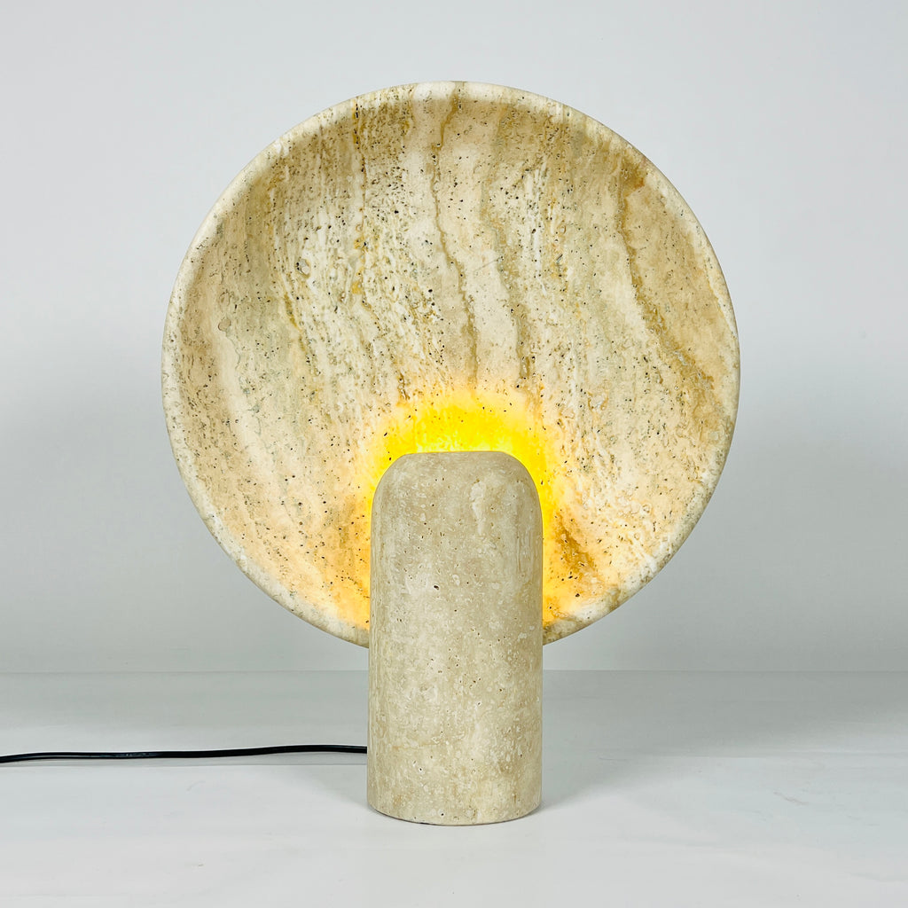 Disc Grazed Travertine Lamp