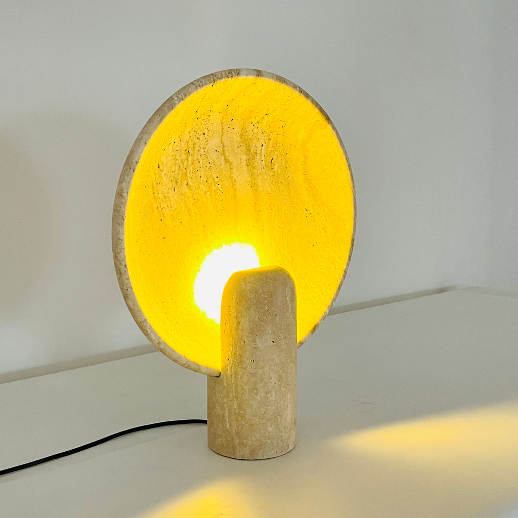 Disc Grazed Travertine Lamp