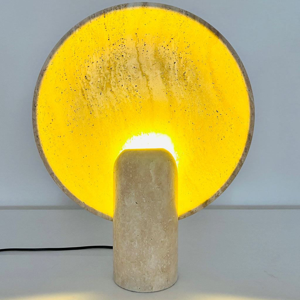 Disc Grazed Travertine Lamp