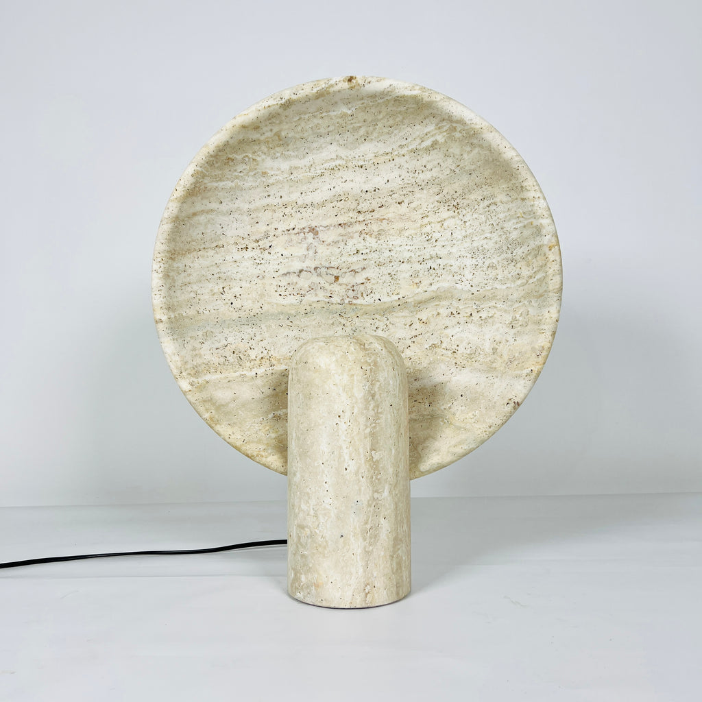 Disc Waved Travertine Lamp