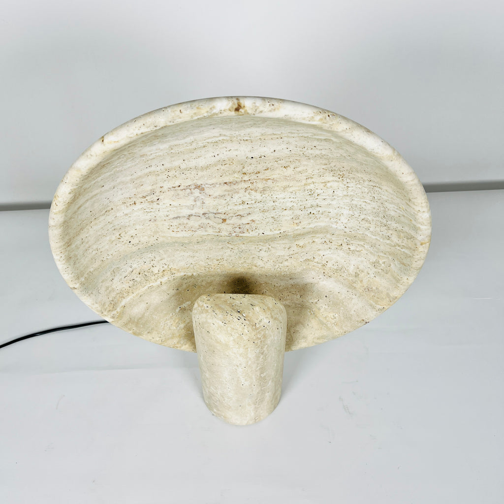 Disc Waved Travertine Lamp