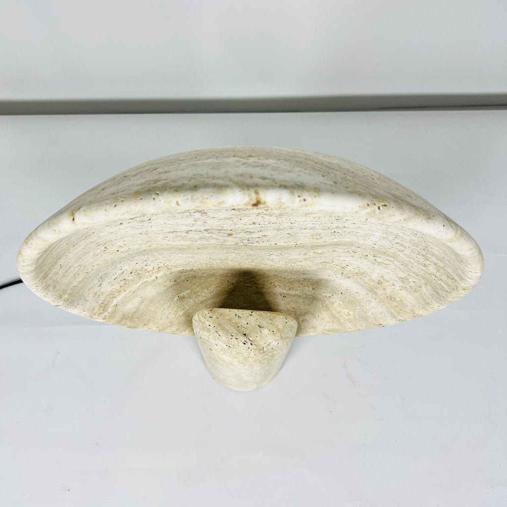 Disc Waved Travertine Lamp