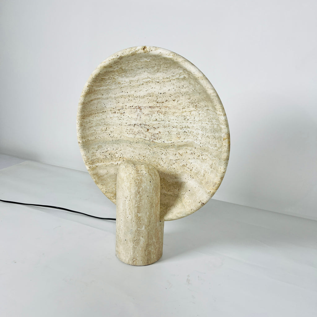 Disc Waved Travertine Lamp