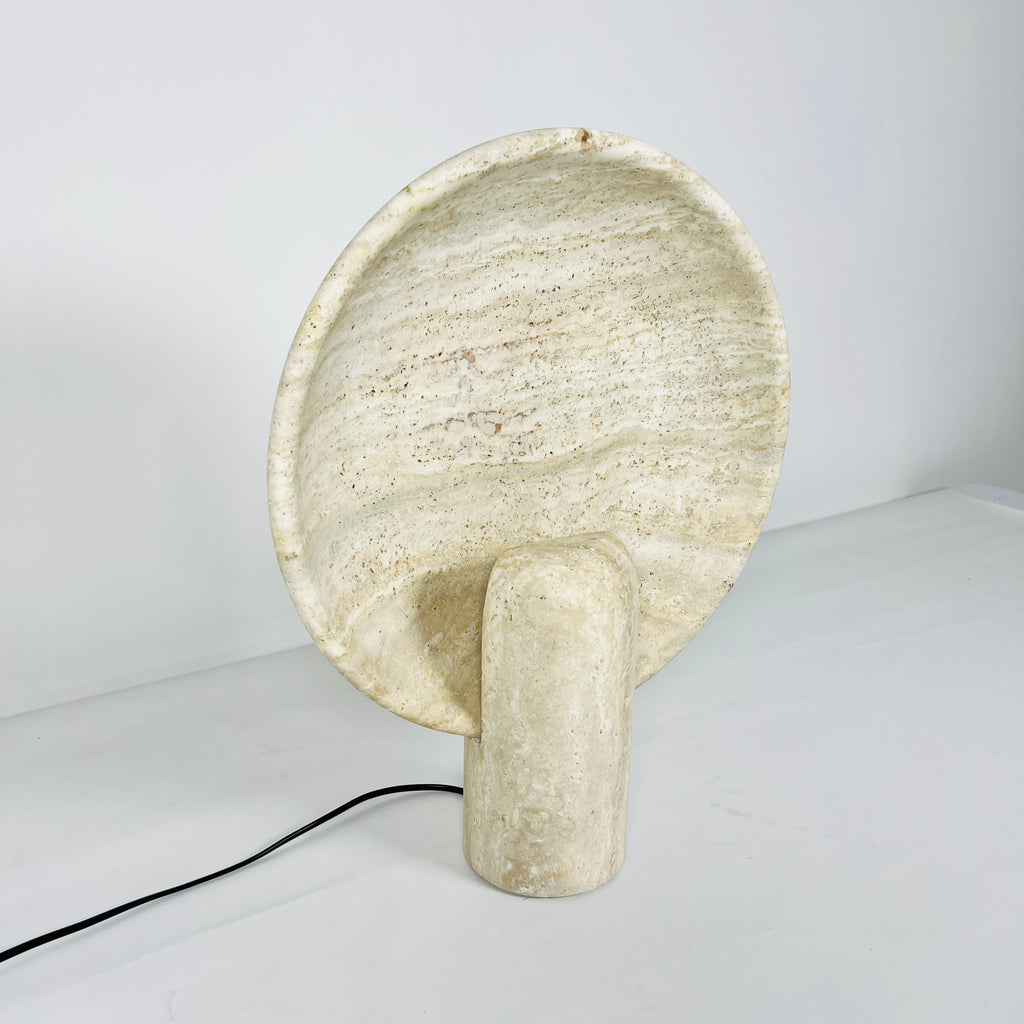 Disc Waved Travertine Lamp