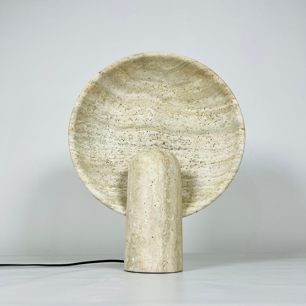 Disc Waved Travertine Lamp