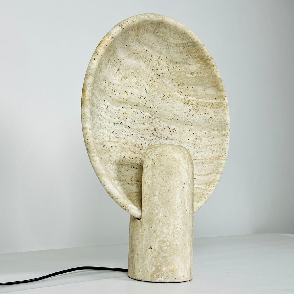 Disc Waved Travertine Lamp