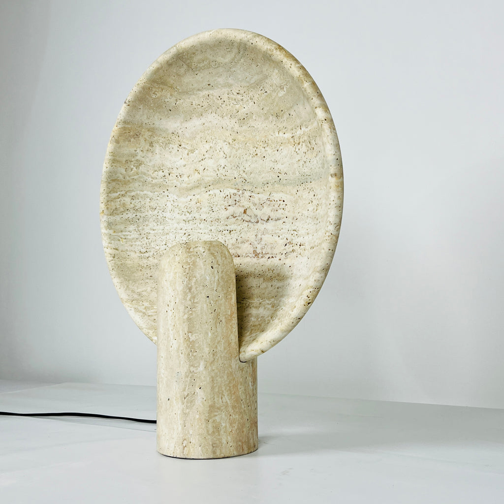 Disc Waved Travertine Lamp