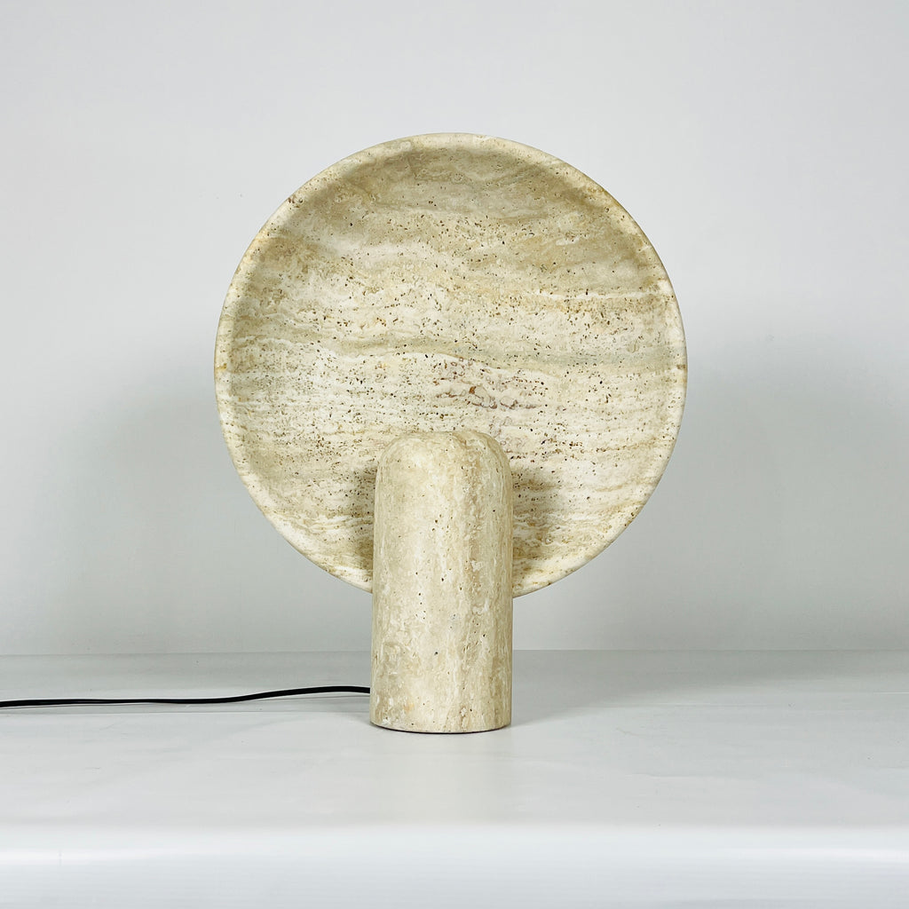 Disc Waved Travertine Lamp