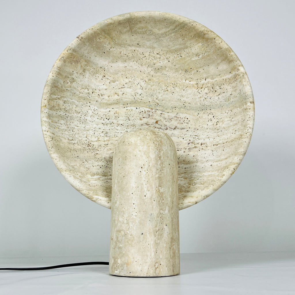 Disc Waved Travertine Lamp