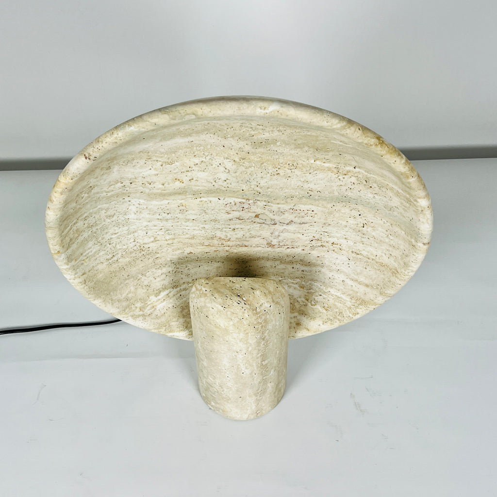 Disc Waved Travertine Lamp