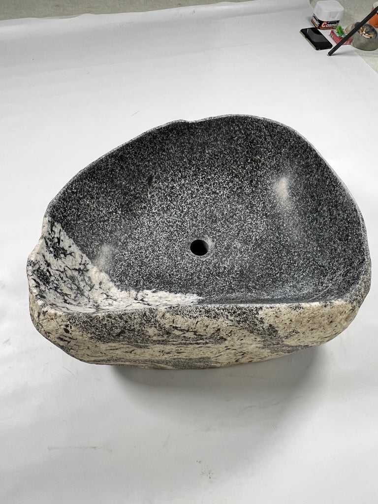 White Marked River Stone Sink