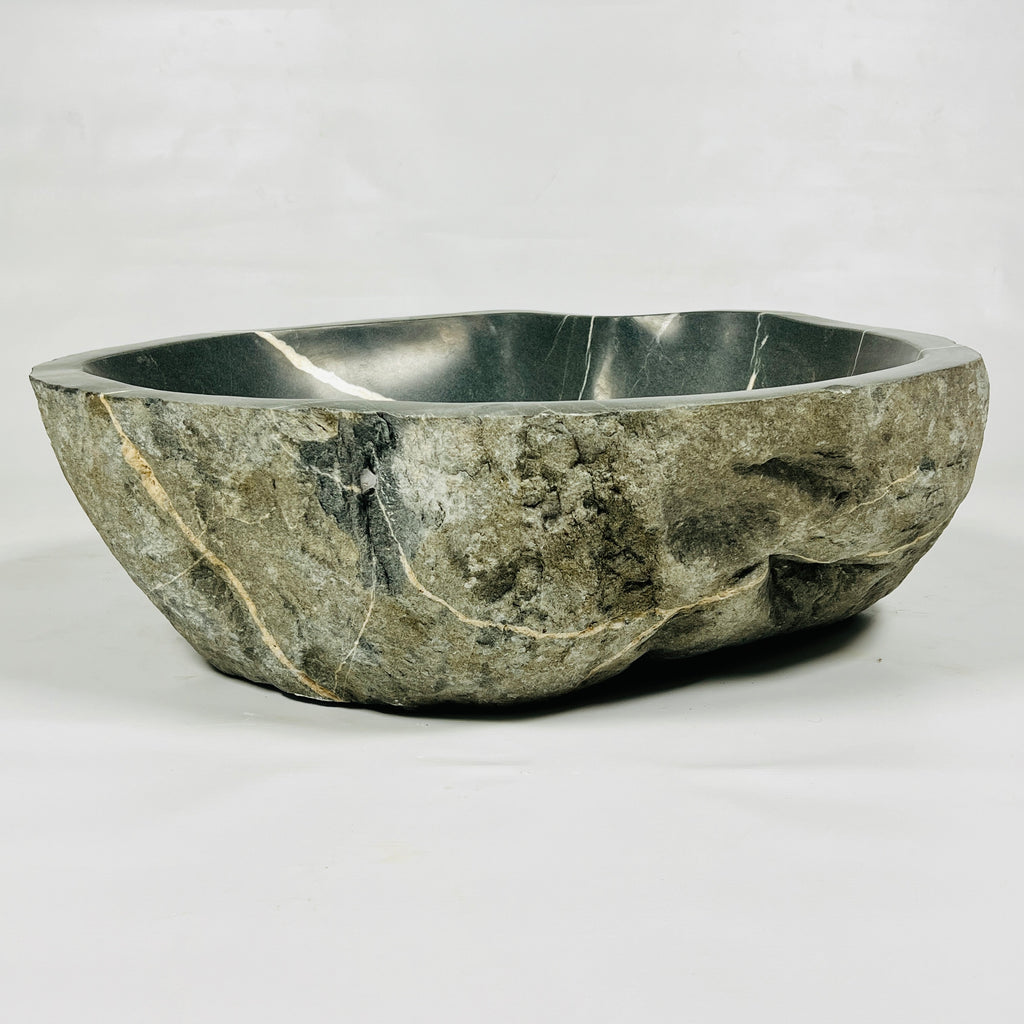 Deep Grey Lined River Stone Sink