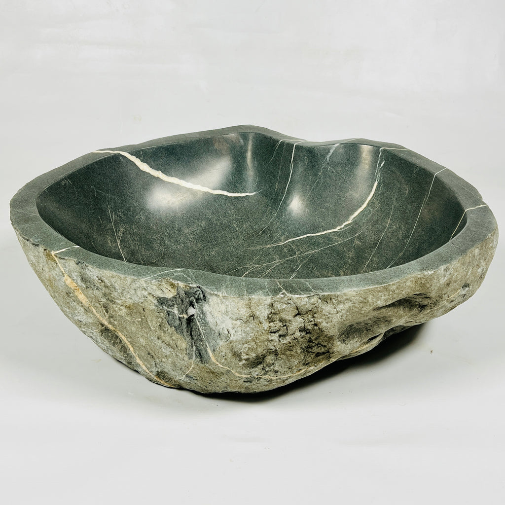 Deep Grey Lined River Stone Sink