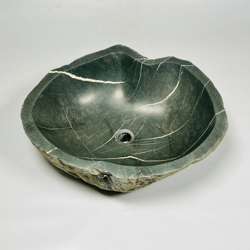 Deep Grey Lined River Stone Sink