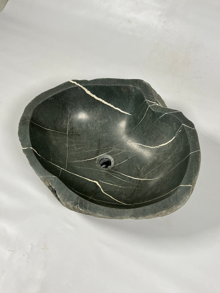 Deep Grey Lined River Stone Sink