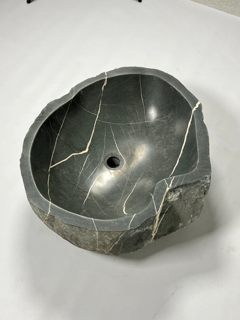 Deep Grey Lined River Stone Sink