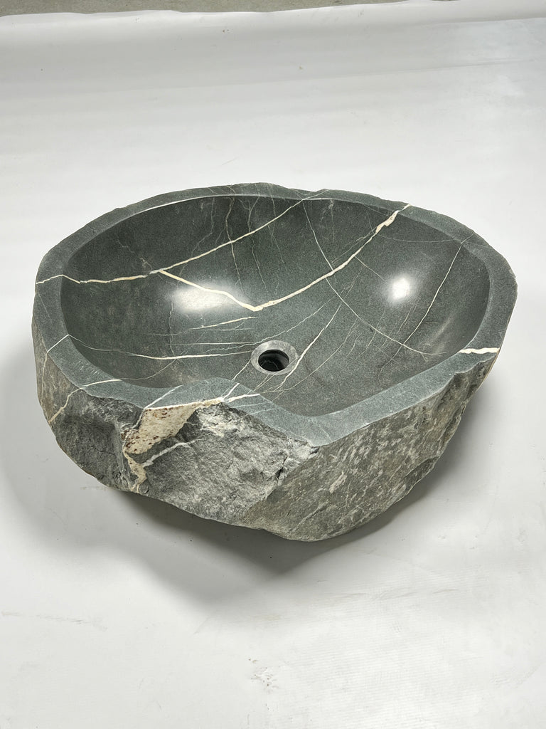 Deep Grey Lined River Stone Sink