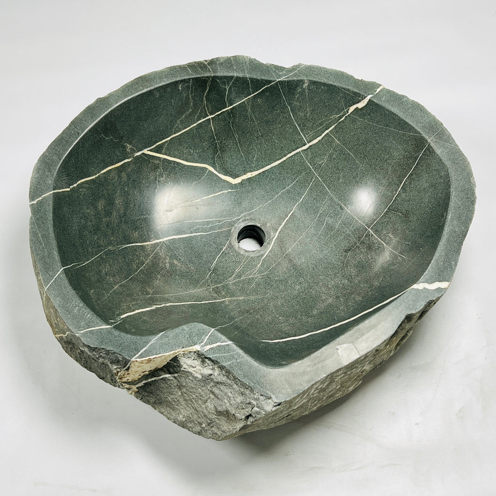 Deep Grey Lined River Stone Sink