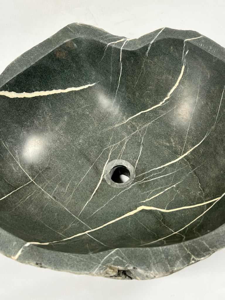 Deep Grey Lined River Stone Sink