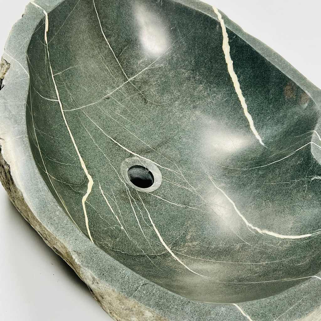 Deep Grey Lined River Stone Sink