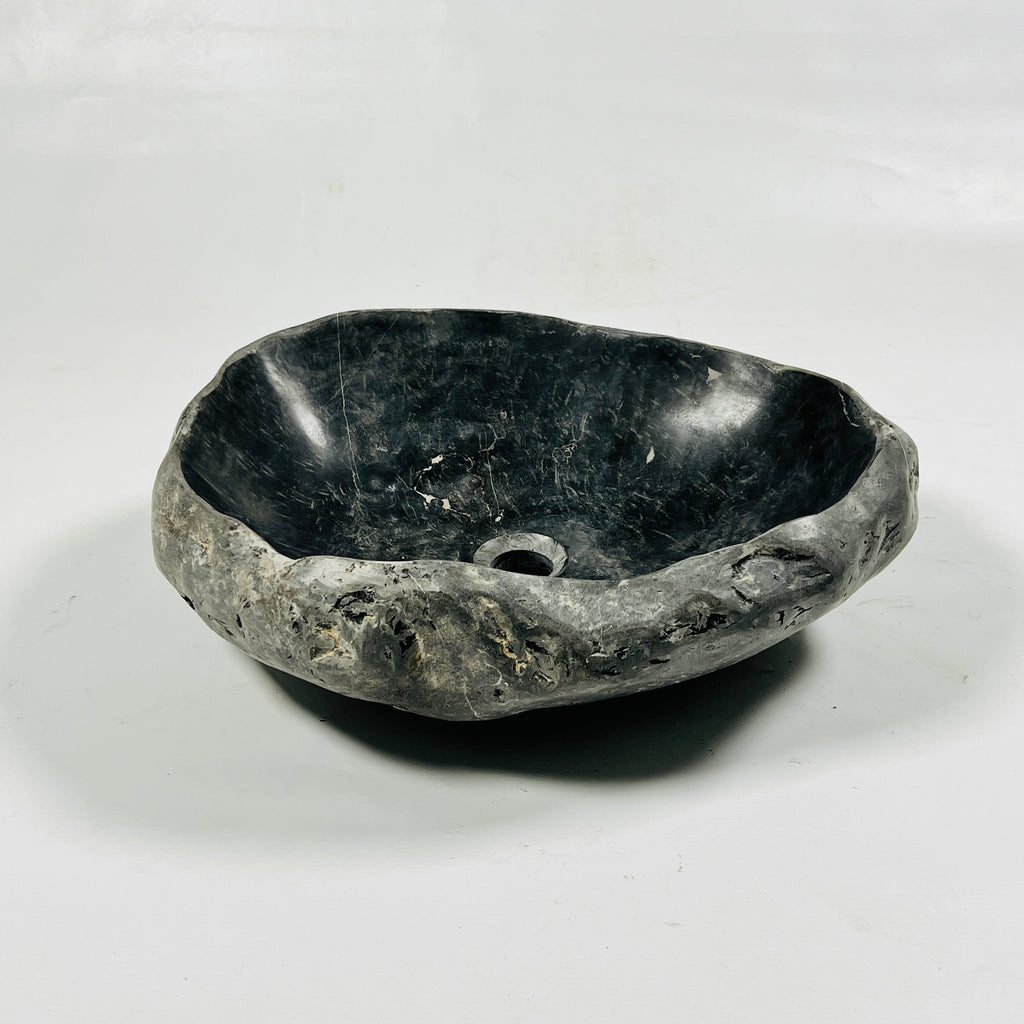 Deep Black Grazed River Stone Sink