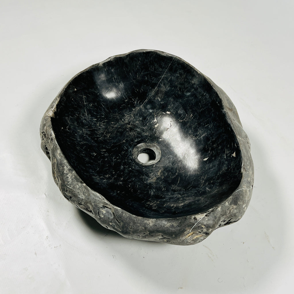 Deep Black Grazed River Stone Sink