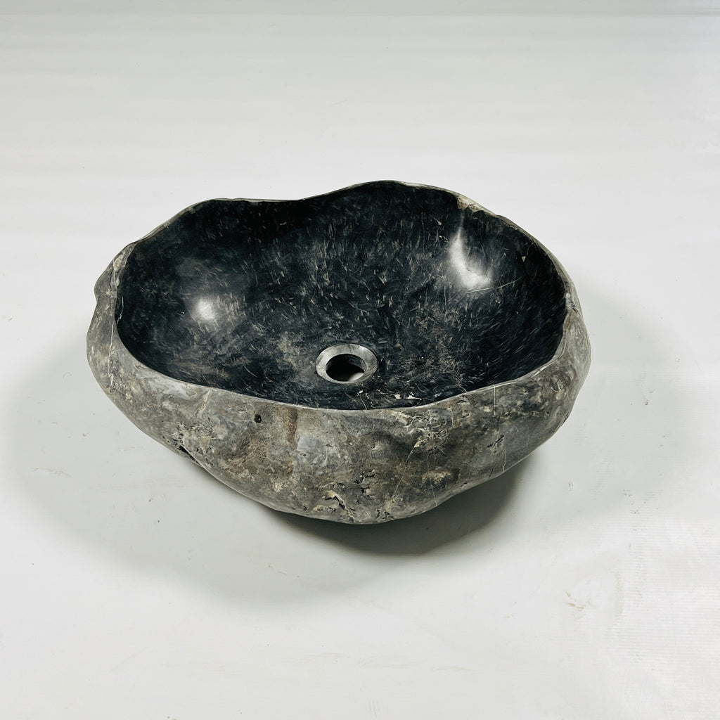 Deep Black Grazed River Stone Sink