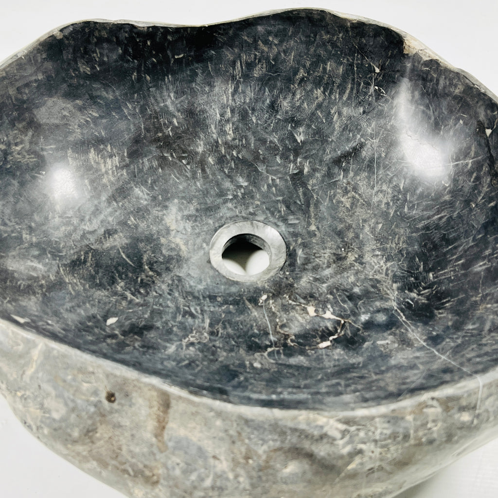 Deep Black Grazed River Stone Sink