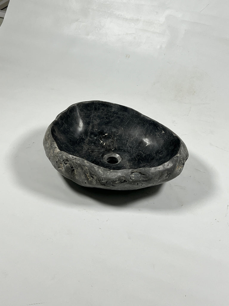 Deep Black Grazed River Stone Sink