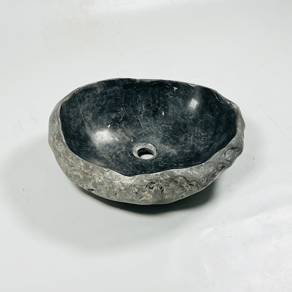 Deep Black Grazed River Stone Sink