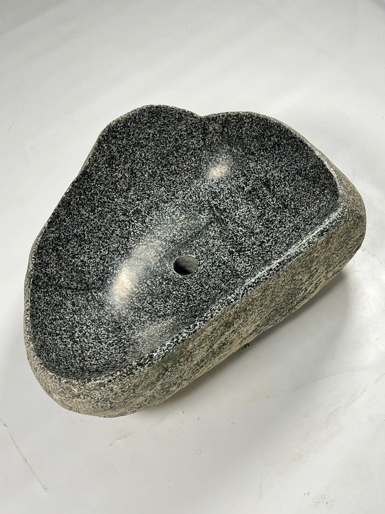 Black Dotted River Stone Sink