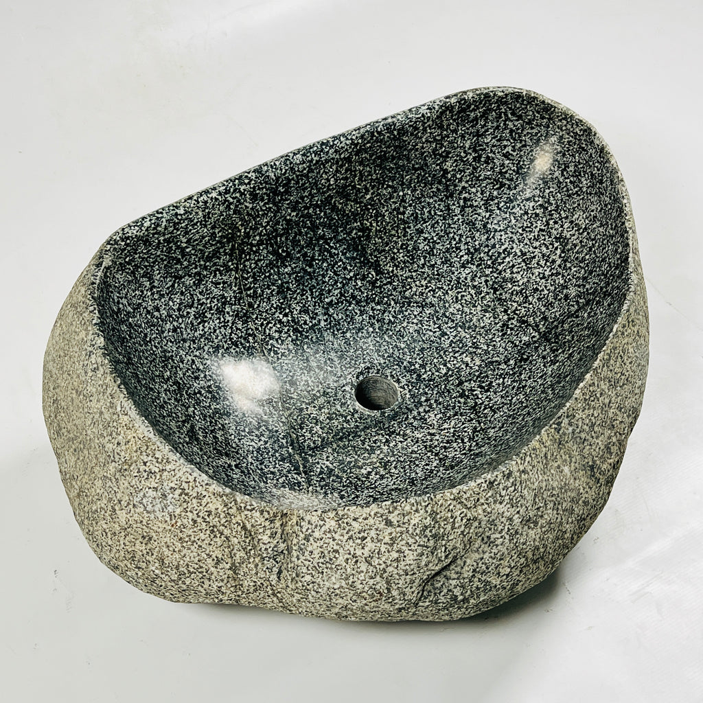 Black Dotted River Stone Sink