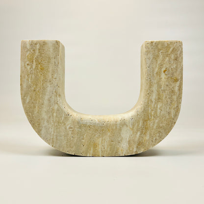 U-Shape Candle Stand - Travertine