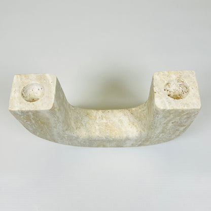 U-Shape Candle Stand - Travertine