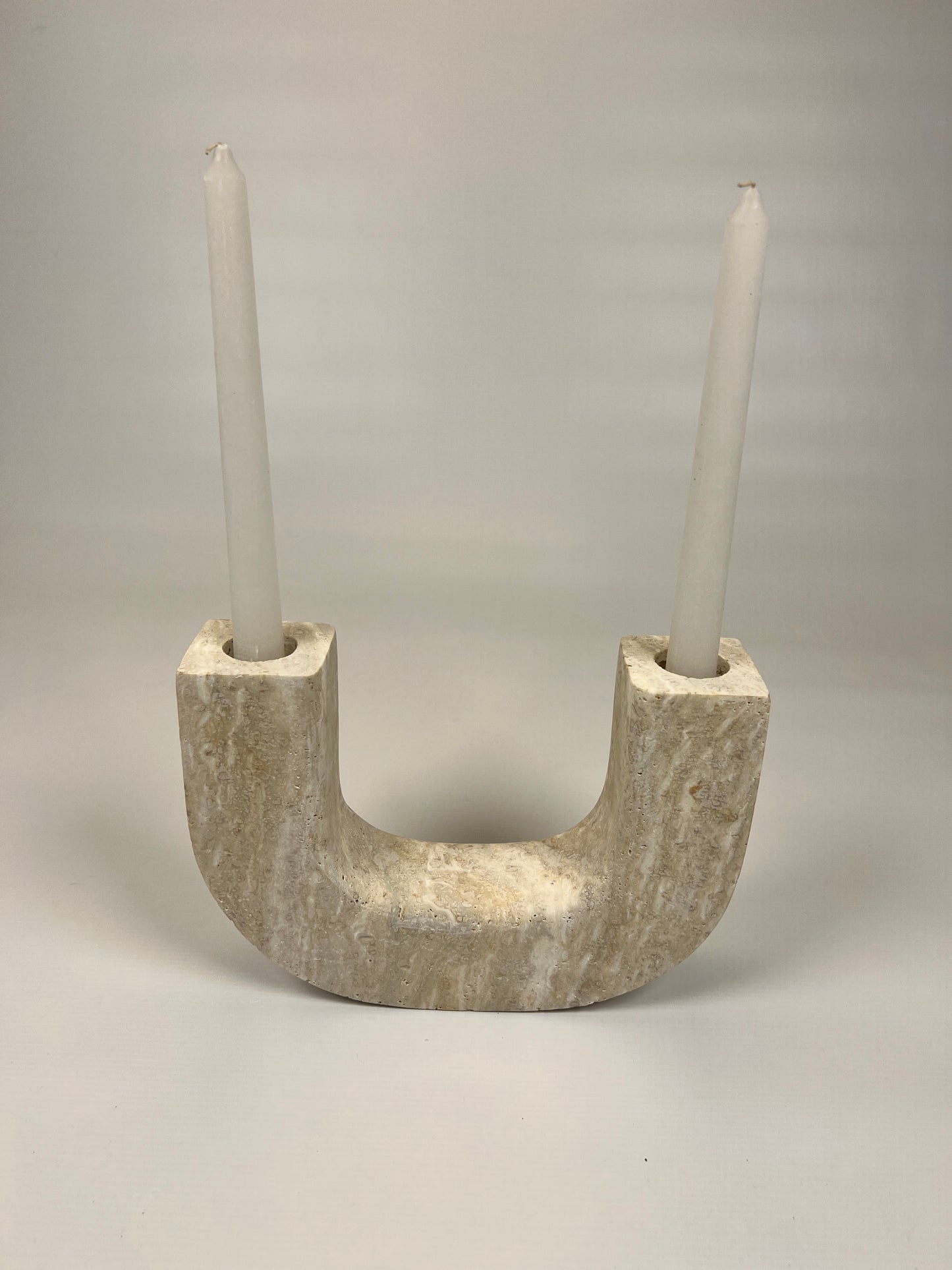 U-Shape Candle Stand - Travertine