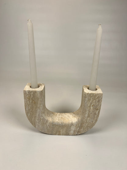 U-Shape Candle Stand - Travertine
