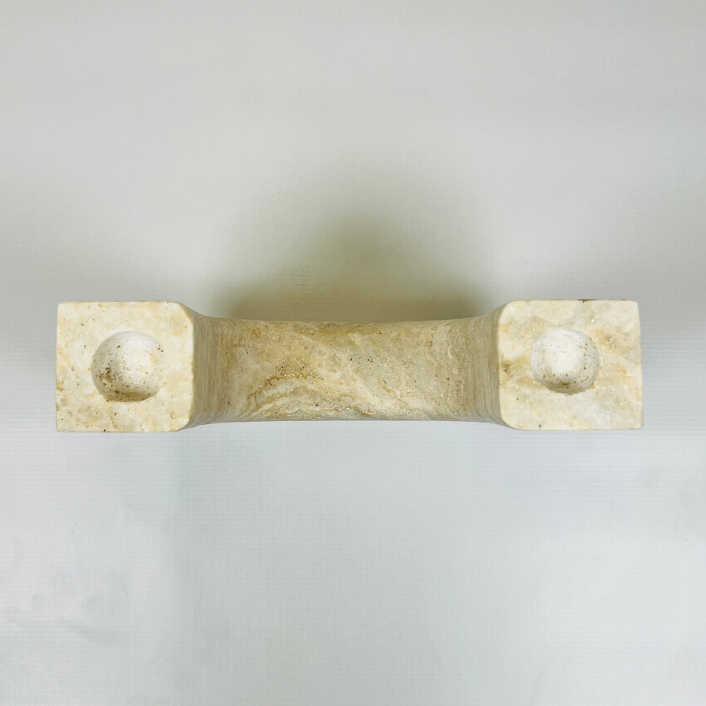 Double Headed Light Travertine Candle Stand