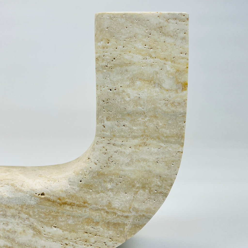 Double Headed Light Travertine Candle Stand