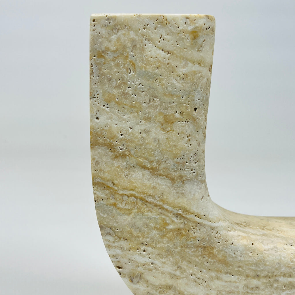 Double Headed Light Travertine Candle Stand